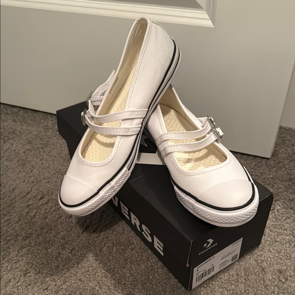 Converse White Mary Jane ballet shoes